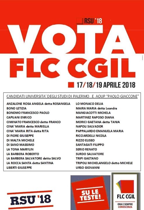 Lista Candidati FLC CGIL RSU 2018